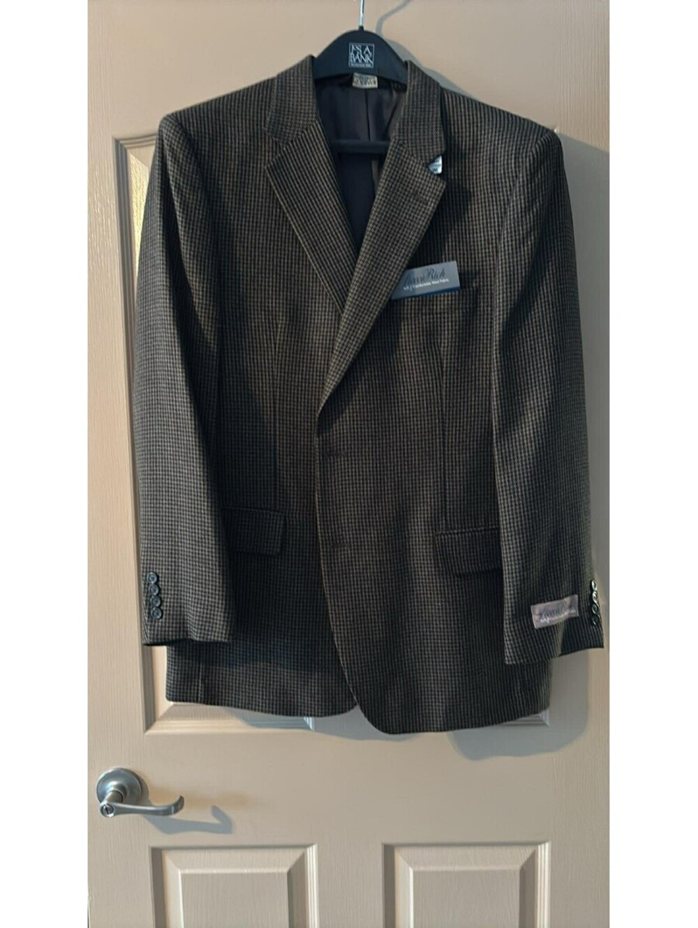 NWT Joseph A Banks Wool Jacket Olive Brown Checkered Sz 44 Long